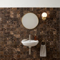 Emperador Dark (Spanish) Marble 2x2 Polished Mosaic — Powder Room wall