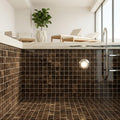 Emperador Dark (Spanish) Marble 2x2 Polished Mosaic — Swimming Pool pool interior tiling