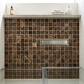 Emperador Dark (Spanish) Marble 2x2 Tumbled Mosaic — Bathroom shower floor