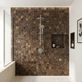 Emperador Dark (Spanish) Marble 2x2 Tumbled Mosaic — Bathroom shower wall