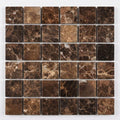 Emperador Dark (Spanish) Marble 2x2 Tumbled Mosaic close-up