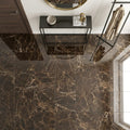 Emperador Dark (Spanish) Marble 24x24 Polished Tile — Foyer floor