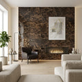 Emperador Dark (Spanish) Marble 24x24 Polished Tile — Living Room feature wall