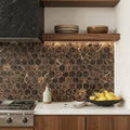 Emperador Dark (Spanish) Marble 3x3 Tumbled Hexagon Mosaic — Kitchen backsplash
