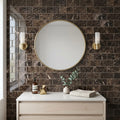 Emperador Dark (Spanish) Marble 3x6 Polished Tile — Bathroom wall