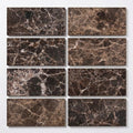 Emperador Dark (Spanish) Marble 3x6 Polished Tile close-up