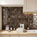 Emperador Dark (Spanish) Marble 3x6 Polished Tile — Laundry Room backsplash