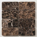 Emperador Dark (Spanish) Marble 3x6 Tumbled Tile close-up