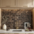 Emperador Dark (Spanish) Marble 3x6 Tumbled Tile — Wet Bar backsplash