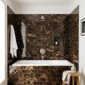 Emperador Dark (Spanish) Marble 4x12 Polished Tile — Bathroom tub surround