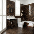 Emperador Dark (Spanish) Marble 4x12 Polished Tile — Bathroom wall
