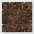 Emperador Dark (Spanish) Marble 4x4 Tumbled Tile close-up