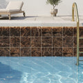 Emperador Dark (Spanish) Marble 4x4 Tumbled Tile — Swimming Pool waterline