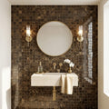 Emperador Dark (Spanish) Marble 5/8x5/8 Polished Mosaic — Powder Room wall
