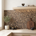Emperador Dark (Spanish) Marble 5/8x5/8 Tumbled Mosaic — Kitchen backsplash