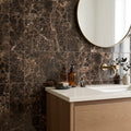 Emperador Dark (Spanish) Marble 6x12 Polished Tile — Bathroom wall