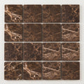 Emperador Dark (Spanish) Marble 6x6 Tumbled Tile close-up
