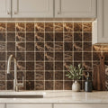 Emperador Dark (Spanish) Marble 6x6 Tumbled Tile — Kitchen backsplash