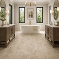 Emperador Light 12x24 Polished Marble Tile — Bathroom floor