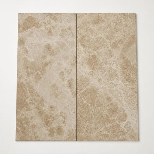 Emperador Light 12x24 Polished Marble Tile close-up