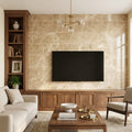 Emperador Light Marble 12x24 Polished Tile — Living Room feature wall