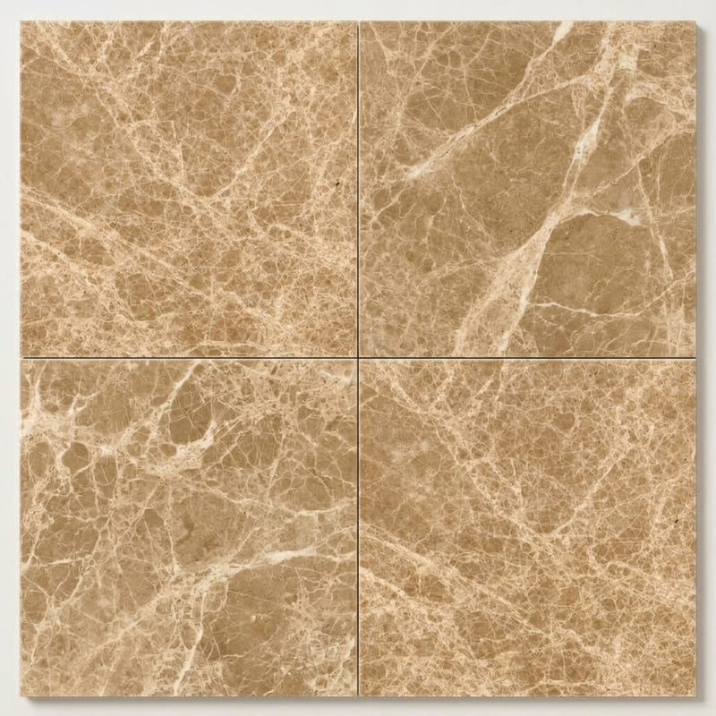 Emperador Light Marble 18x18 Polished Tile close-up