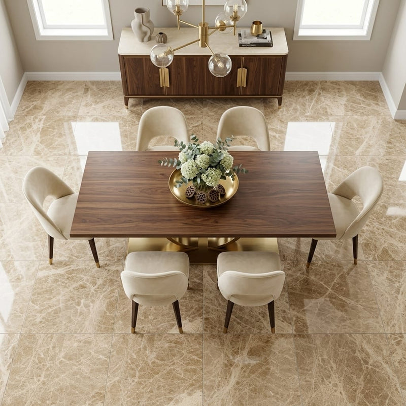 Emperador Light Marble 24x24 Polished Tile — Dining Room floor