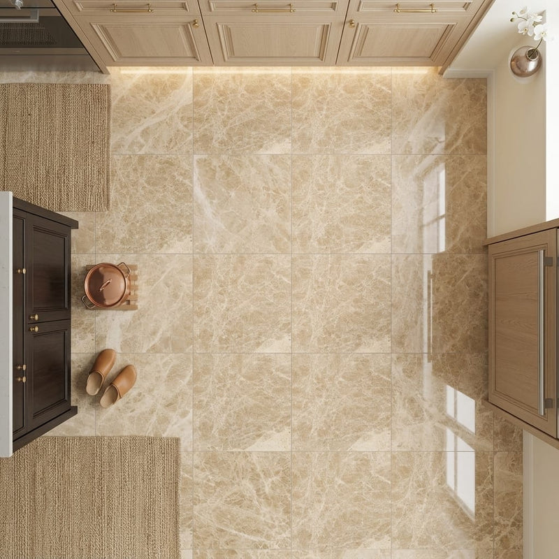 Emperador Light Marble 24x24 Polished Tile — Kitchen floor