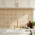Emperador Light Marble 4x4 Tumbled Tile — Kitchen backsplash