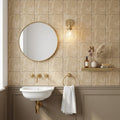 Emperador Light Marble 4x4 Tumbled Tile — Powder Room wall
