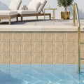 Emperador Light Marble 4x4 Tumbled Tile — Swimming Pool waterline