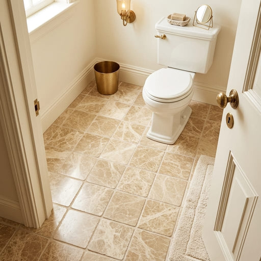 Emperador Light Marble 6x6 Tumbled Tile — Bathroom floor