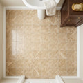 Emperador Light Marble 6x6 Tumbled Tile — Powder Room floor