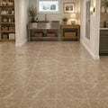 Emperador Light Turkish (Cedar) 12x12 Natural Marble Tile — Basement floor