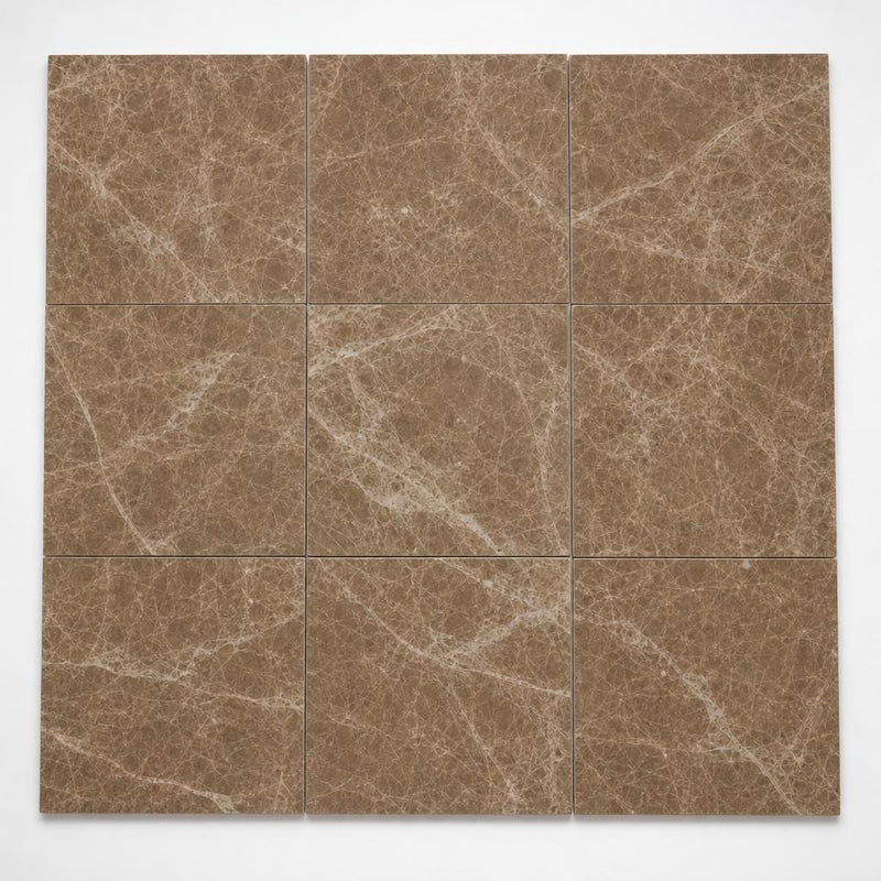 Emperador Light Turkish (Cedar) 12x12 Natural Marble Tile close-up