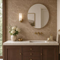 Emperador Light Turkish (Cedar) 12x24 Polished Veined Marble Tile — Bathroom vanity wall