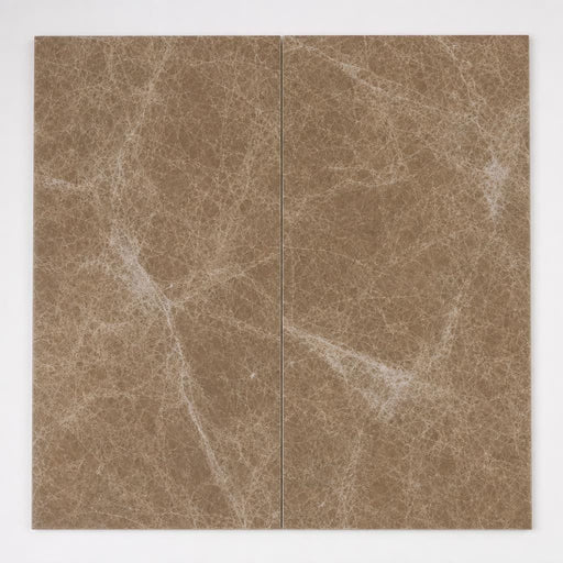 Emperador Light Turkish (Cedar) 12x24 Polished Veined Marble Tile close-up