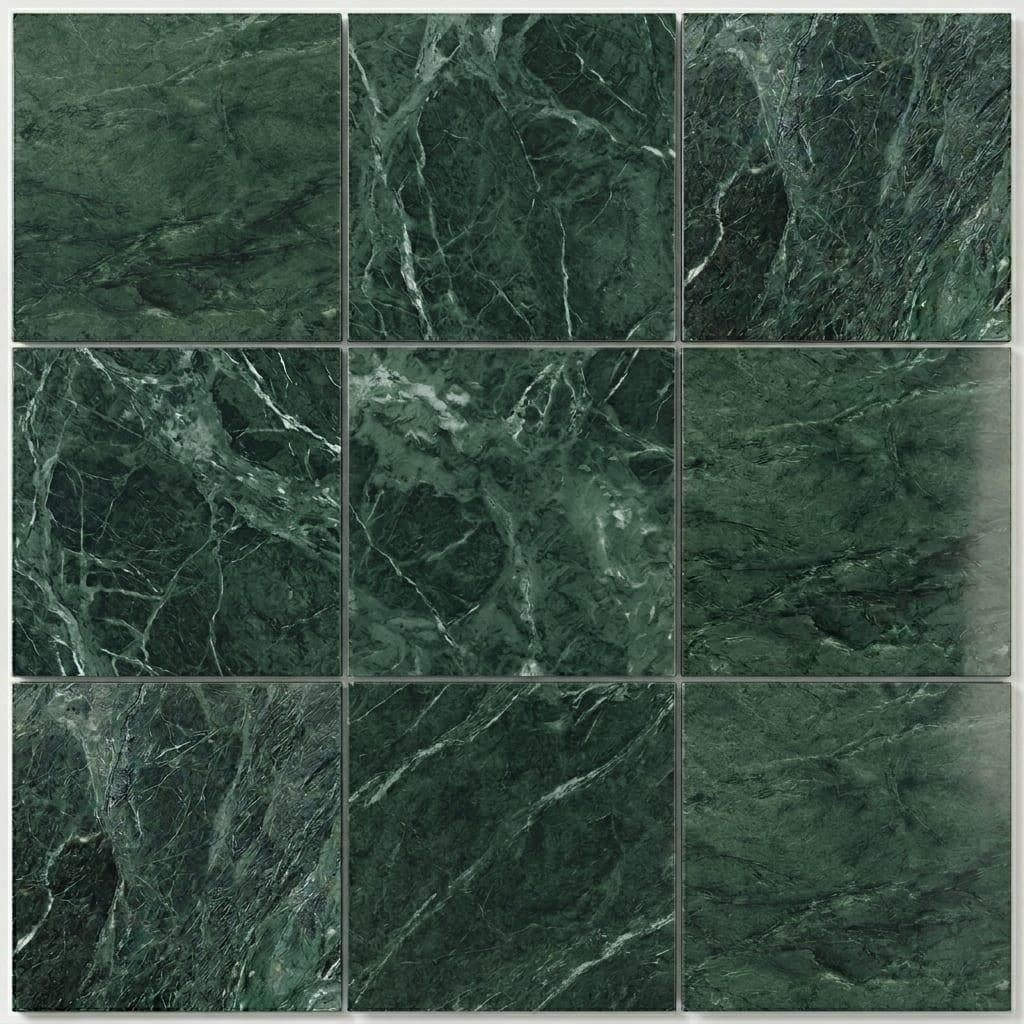 【極美品・定価8.15万円・g56】Cushion Green Marble Empress Green Marble Tile 12x12 Polished — Solidshape