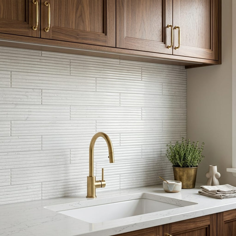 Empyrean Ice Marble Tile 4x20 5/8 inch 4x24 — Kitchen backsplash