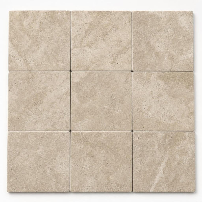 Travertine Coping English Walnut 12x12 Brushed close-up