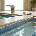 Travertine Coping English Walnut 12x12 Brushed pool coping — Spa spa edge coping