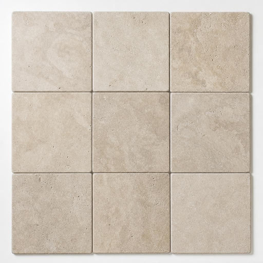 Travertine Coping in English Walnut - Tumbled Finish, 12x12-inch close-up