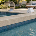 Travertine Coping in English Walnut - Tumbled Finish, 12x12-inch pool coping — Spa spa edge coping