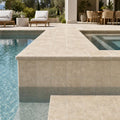 Travertine Coping in English Walnut - Tumbled Finish, 12x12-inch pool coping — Swimming Pool pool step edge