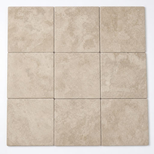 English Walnut Travertine Coping, Unfilled Honed 12x12 in close-up