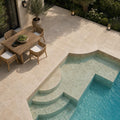 English Walnut Travertine Coping, Unfilled Honed 12x12 in pool coping — Swimming Pool pool edge coping