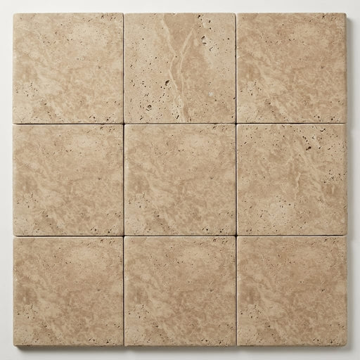 English Walnut Travertine Coping 12x12 Unfilled Bullnose 2 inch close-up