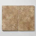 English Walnut Travertine Coping 12x18 Tumbled Double Bullnose 2 inch 16x24 close-up
