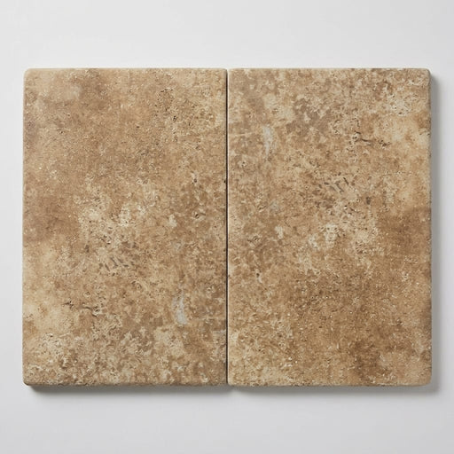 English Walnut Travertine Coping 12x18 Tumbled Double Bullnose 2 inch 16x24 close-up