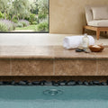 English Walnut Travertine Coping 12x18 Tumbled Double Bullnose 2 inch 16x24 pool coping — Spa spa overhang edge